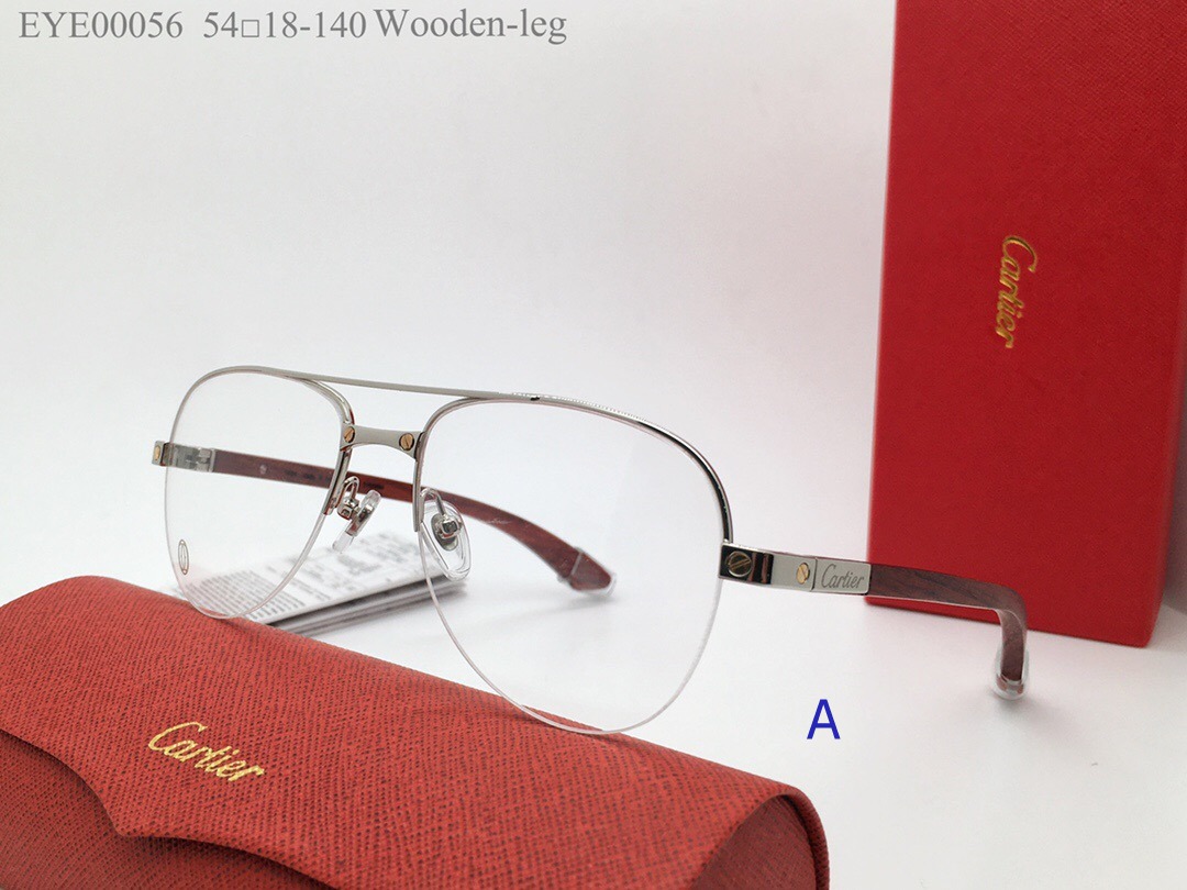 Santos Cartier Eyeglasses Oval Wood leg Half Frame EYE00056